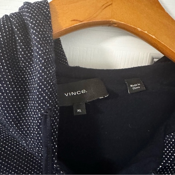 Vince Navy Blue and white polka dots zipper jacket size XL - Picture 4 of 4